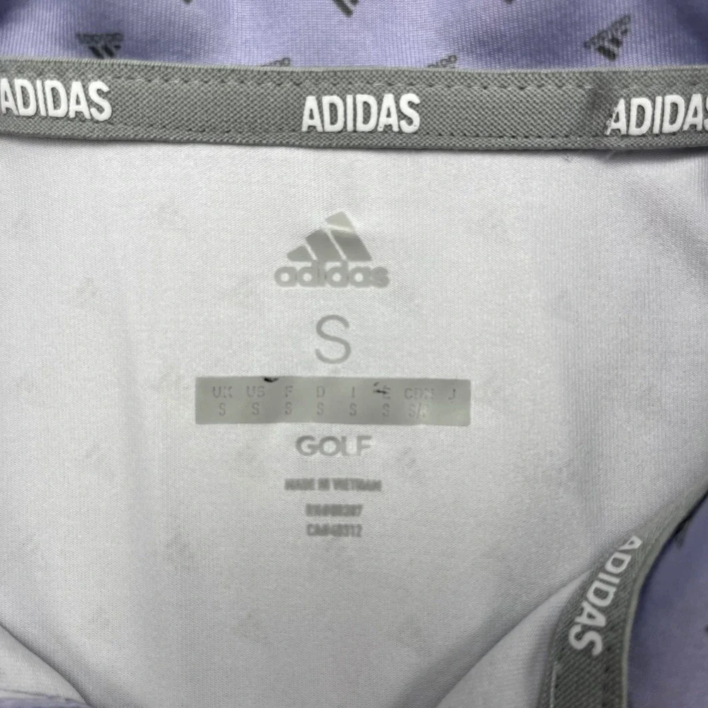 Adidas Golf Performance Sporty Lavender Allover Logo Print Polo Shirt